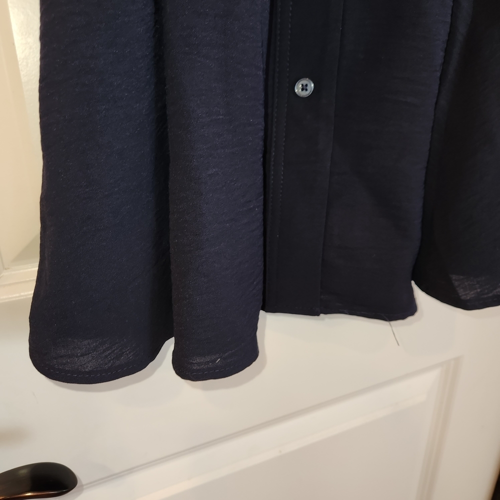 NWT DKNY Navy Blue Sleeveless Shirt Dress With Tie Size 10 Lightweight Flowy - Picture 5 of 14